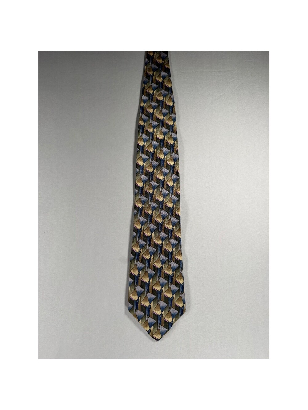 Jimmy Z Jerry Rice Collection One Men Silk Tie Geometric Abstract Gold Blue Pink
